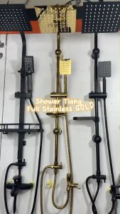 Shower Tiang Column Set Kran Mixer Panas Dingin GOLD Stainless SUS 304
