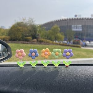 Car Decorative Cute Waving Flower Plant Car Interior Decoration Center Console Dashboard Popular Decoration Supplies Accessories