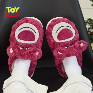 SHIPAILUO | Disney Cotton Slippers Womens Indoor Home Warm Anti-slip Cute Bear Strawberry New Winter Style Comfortable Feeling
