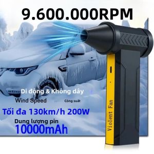 Quạt Điện Không Chổi Than Tốc Độ Siêu Cao 9600000RPH Quạt Điện Không Chổi Than Có Thể Sạc Lại Bằng USB 60m/s Máy Thổi Bụi Mạnh Mẽ Dành Cho Gia Đình DIY - Bao Gồm Pin 10000mAh
