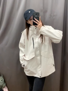 Jeep Spirit Sport windbreaker Jacket Zipper hooded waterproof for Women Hiking & Gym
