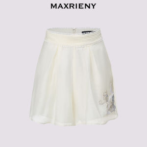 MaxRieny Elegant Casual A-Line Bead Embroidery Decorative Skirt Pants High Waist Wide Leg Summer Fashion Ladies Pants