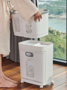 Double Layer Laundry Hamper Categorizing Dirty Clothes Basket Home Use Organizing Basket Bathroom Dirty Clothes Basket