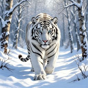 HUACAN 11CT Christmas Embroidery Winter Tiger Animal Cross Stitch Kit Snow Printed Canvas 11CT Hand Sewing Home Decor Items