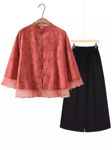 New Chinese Xiangyun Yarn Half Sleeve Shirt Outfit Womens Summer New Arrival Ladieswear Loose Belly-Covering Cardigan Western Style Top Thin