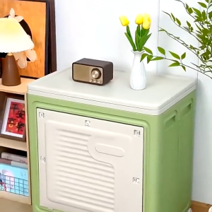 Corner box ลังพลาสติกใหญ่ กล่องเก็บของพับได้ มีล้อ ความจุสูง กล่องเก็บของอเนกประสงค์มีล้อและฝาปิด พลาสติกแข็ง กล่องพับเก็บของ แข็งแรง-สินค้าพร้อมส่ง