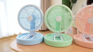 Kipas Angin Portable + Lampu LED Rechargeable Fan Folding Stand