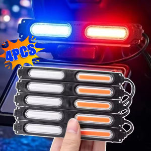 4Pcs Motorcycle LED COB Strobe Warning Light 12/24V IP65 Waterproof Running Brake Turn Signal Flash Indicator Safety Lamp Universal