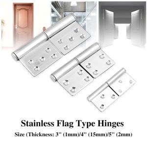 2pcs Stainless Silver Flag Butterfly Hinges Heavy Duty Window Door Hinge Detachable Bathroom Door Hinges Hardware