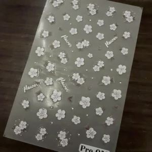 White Flower Nail Stickers Self-Adhesive Nail Art Design Nail Supplies White Cherry Blossom Pattern Womens Nail Decorations