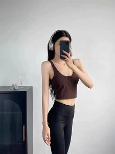 เสื้อกั๊กโยคะแขนสั้นAlign ทรงหลวม ระบายอากาศได้ดี ดูดซับเหงื่อ ยืดหยุ่นสูง สำหรับผู้หญิง ใส่ได้ตลอดทั้งปี พร้อมแผ่นเสริมหน้าอก