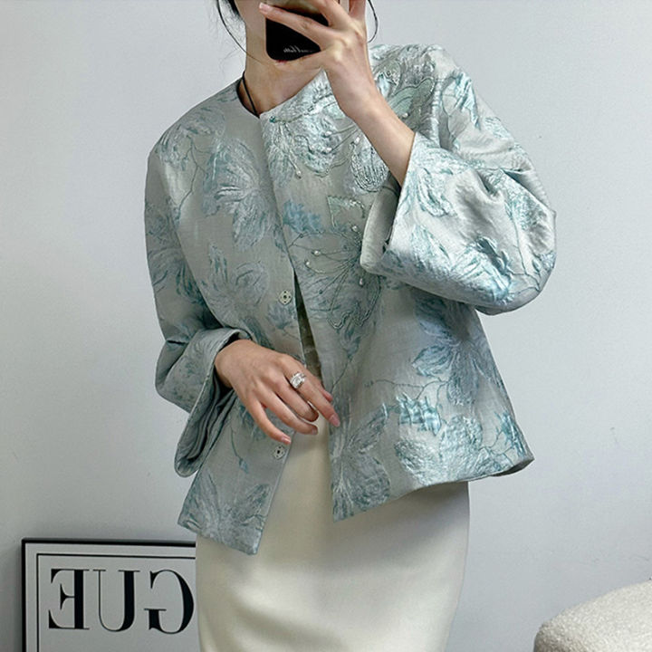 Áo Khoác Cổ Tròn Đính Cườm Dành Cho Nữ Thêu Nặng Phong Cách Trung Hoa ...