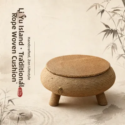 LIYUDAO | Rattan Rope Handcrafted Round Table for Tatami