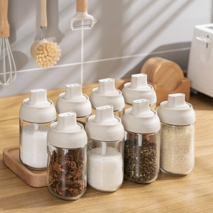 Seasoning Jar Spoon Cover Integrated Seasoning Box Kitchen Household Seasoning Bottle Oil Pot Salt Jar Seasoning Container
