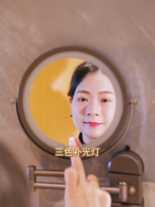 YT Bathroom Makeup Mirror HD Foldable Mirror Wall Mounted Drilling/Drill-free Installation