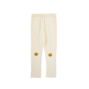 Energetic Smiling Face Embroidery Soft Elastic Versatile Spring Autumn Childrens Bottom Pants Casual Cotton Blend Fabric