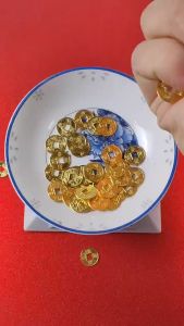 100pcs Koin Cina 2 Sisi Koin Feng Shui Ukuran 1cm Hiasan Koin Uang Koin Kuno China Logam