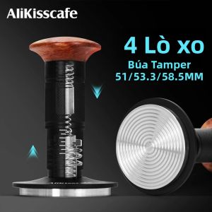 AliKisscafe Coffee Tamper 4 Lò Xo Áp Suất Không Đổi 30lb Cho Máy Pha Cà Phê Breville Espresso 51mm 53.3mm 58.5mm Thép Không Gỉ Dụng Cụ Pha Chế Cà Phê