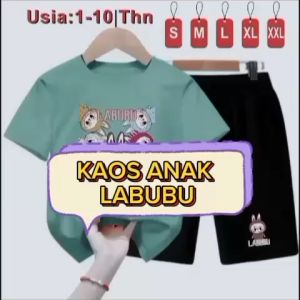 LABUBU THE MONSTERS Kaos Setelan Anak Size S-M-L-XL-XXL Usia 1-10 Tahun