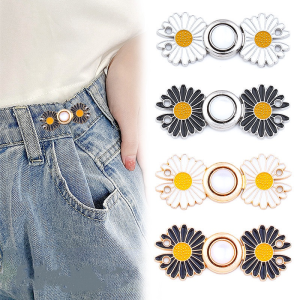 Fashion Daisy Flower Waist Extender Tighten Waistband Pins Adjustable Waist Buckle Extender for Pants Skirts Jeans Women Jeans Extention Button