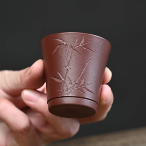 ถ้วยหอมดินสีม่วงขนาดเล็ก ถ้วยชาดินสีม่วงถ้วยหอมทำด้วยมือ ถ้วยชาแบบยาวปานกลางสำหรับใช้ในบ้าน ถ้วยชาแบบยาวปานกลาง