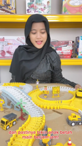 Mainan Anak 255PCS CITY TRUCK Mobil Track Railcar Way Laki Laki Rail Mobil Elektrik