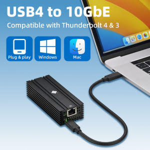 USB4 to 10Gbe Ethernet Lan Adapter AQC113 Chip Compatible with Thunderbolt 4/3 Single Port RJ45 10GBASE-T Ethernet for Mac Win11