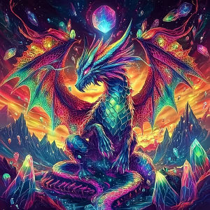 Bộ Tranh Khảm Kim Cương Dragon Fantasy - Đồ Thủ Công Tự Làm Dán Đầy Đủ Kim Cương Vuông & Tròn Chủ Đề Động Vật Đồ Thủ Công Dành Cho Người Lớn Trang Trí Nhà Cửa