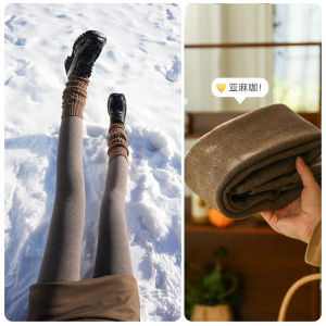 Thickened Fleece Winter Leggings Womens Autumn Winter 3800D Pantyhose with Footwear Base Layer Cotton Fabric Warmth Single