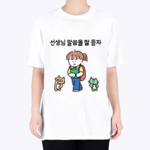 Sanrio | Korean Style Versatile Fashion Retro Cute Cat T-Shirt Korean Text "Our Meeting Was Meant To Be" Graphic Casual Short Sleeve Tees