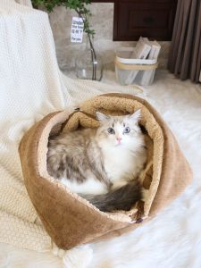 อุ่น ผ้าขนแกะ เสื่อสัตว์เลี้ยงพับแมวสุนัขผ้าห่มเตียงแกะกํามะหยี่เคลือบ ฤดูหนาว Pet Nest อุปกรณ์บ้านที่สะดวกสบายสําหรับแมวและสุนัข