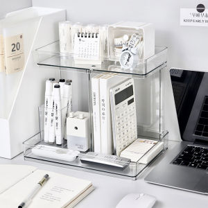 Modern Minimalist Double Layer Bathroom Transparent Storage Rack Desktop Cosmetic Organizer Plastic No Drilling Required