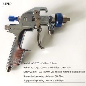ABST Pneumatic Paint spray Gun Lower Pot 1.7 MM Nozzle Diameter Car Spray Paint Gun Industrial Coating Home Spray Paint