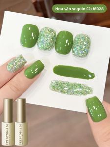 Bộ Sơn Gel Trang Trí Móng Tay Candy Sequins 6ml*2 Màu Trơn 2 Tùy Chọn Màu Sắc Với Kim Tuyến Xanh Phổ Biến Mùa Xuân Hè