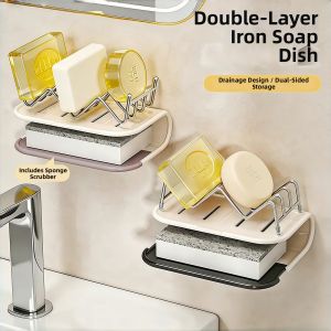 HALEXIONG | Water Draining Wall-Mounted Soap Holder Rack