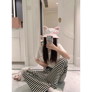 Striped Pants Womens Summer Thin Drape Lazy Sports Wide Legs Casual Cool Sun Protection Walking Pants Small