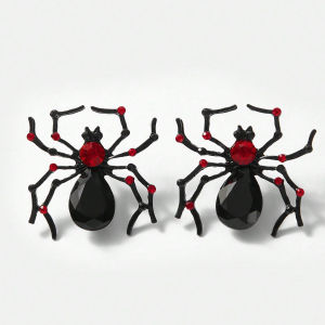 alloween Bestseller Black Spider Stud Earrings Personality Dark Animal Earrings Exaggerated Temperament Funny Ear Accessories