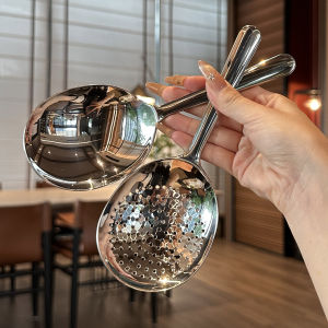 Stainless Steel Short Handle Soup Spoon Flour Spoon Serving Spoon Strainer Spoon Kitchen Cooking Utensil C-SISAN Brand