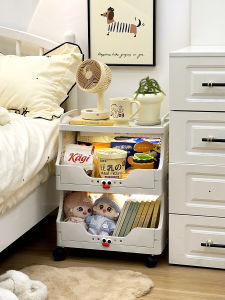 Foldable Bedside Table Rack Replacement Rent House Renovation 2024 New Mobile Bookshelf Bedside Table Snack Cabinet