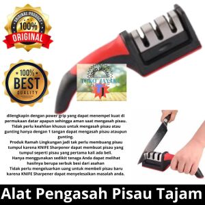 TJ Pengasah Pisau dengan Pegangan Ergonomis 3 Tahap Asahan Knife Sharpener with handle Multifungsi