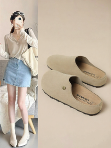 Warrior | Half Slippers Thick Cork Sole Lazy Design Slip-on Toe Cover Sandals