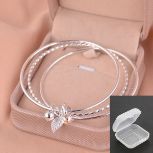 925 Sterling Silver Three Lives Three Worlds Bracelet Bell Leaf Three Ring Hand Jewelry Young Womens Bracelet Birthday Gift for Girlfriend