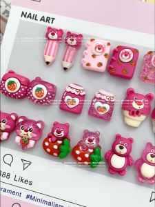LẺ 1 CÁI - Charm gấu hồng gấu dâu Lotso trang trí móng Nail kẹp tóc notebook dán Jibbitz vỏ ốp điện thoại DIY