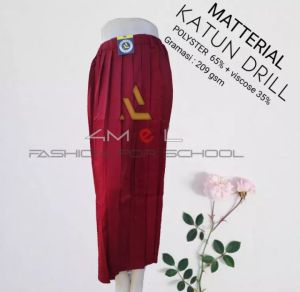 ROK REMPELL ATAS WARNA MERAH PANJANG SERAGAM SEKOLAH SD KAIN HIGH TWISS DAN KATUN DRILL