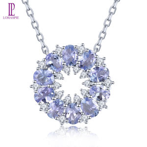 Lohaspie Jewelry Real 1.6 Carats 925 Sterling Silver Pendant Natural Tanzanite Rhodolite Garnet Pendant Silver Pendant 925 Original Tanzanite Pendant For Women Jewelry