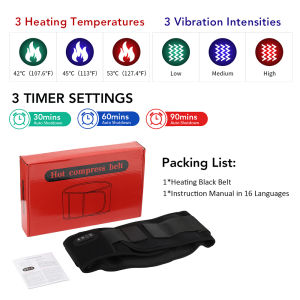 Hailicare | 5V Plug-in Vibration Lower Back Massager Red Light Hot Compress Waist Massager Belt Portable Spine Plates Lumbar Support Brace