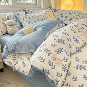 Crystal Home Textile Ins Pure Cotton Four-Piece Set 100 Cotton Print Single Duvet Cover Spring Summer Little Fresh Dormitory Three-Piece Set