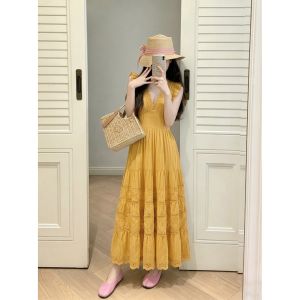 HUANJI | Đầm Dài Siết Eo Giảm Cân Kích Cỡ Lớn Cổ V