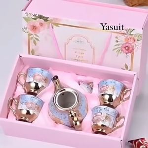 Tea Set Malay Muslim Coffee Teapot Cup Wedding Teacher Print Floral Europe Ceramic Tea pot Pot Giftset Gift Set Ready Stock Malaysia Seller