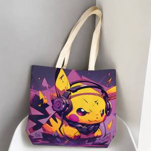 Bandai | Pokemon Fire Type Collection Storage Bags Tote Bag Travel Summer Beach Shoulder Bag Reusable Grocery Shopping Bag Anime Artwork